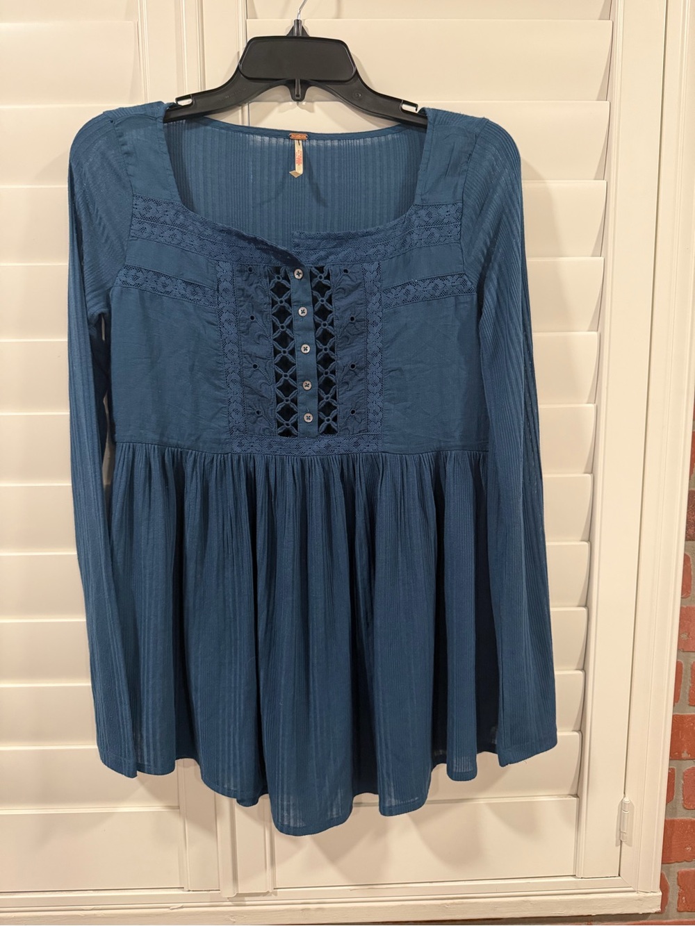 Free People Indigo Lace-Up Peplum Tunic